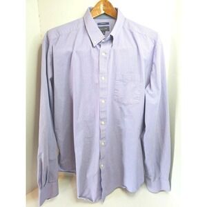 Mason James‎ Mens XL Stretch Long Sleeve Button Down Shirt Lavender Micro Check